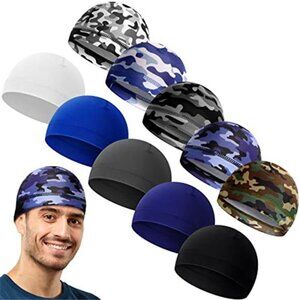 Men Skull Caps Cooling Helmet Liner Beanie Wicking Do Rag Head Wrap for Sports
